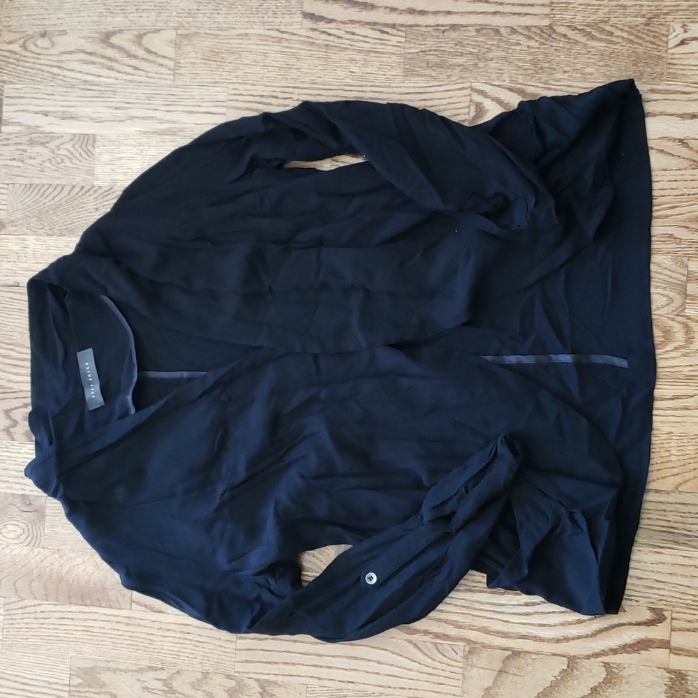 (L) Suzy Shier Classic Solid Color Black Business Casual Accents Warm 100% Rayon